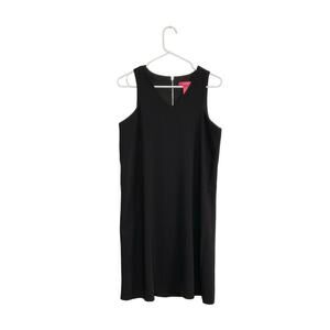 Catherine Malandrino Minimalist Black Sleeveless V-Neck Shift Dress Sz 6 Small